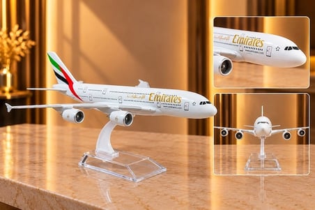 Metal Emirates Airbus Yolcu Uçağı Maketi Standlı Dekoratif  Alk6141 -MİRAYLİFE