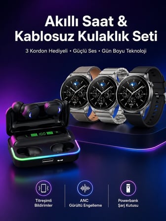 Yeni Nesil Akıllı Saat Ve Bluetooth Kulaklık Titreşim Bildirimleri Uyku Takibi -MİRAYLİFE