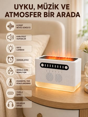 Type-c Şarjlı Kablosuz Hoparlör Beyaz Gürültü Ve Atmosfer Işığı -MİRAYLİFE