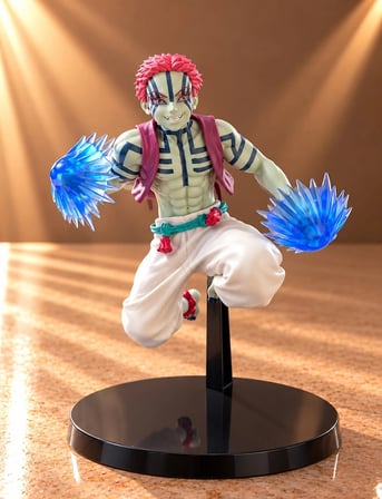 Demon Slayer Akaza Üst Ay 3 Mavi Alev Efektli Anime Figürü 20 Cm Alk6593 -MİRAYLİFE