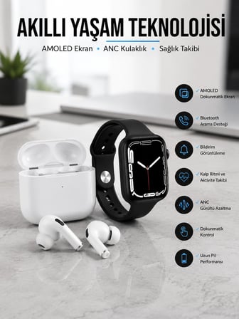 2025 Model Akıllı Saat Ve Yeni Nesil Pro Bluetooth Kulaklık Tws Yüksek Ses Kaliteli -MİRAYLİFE