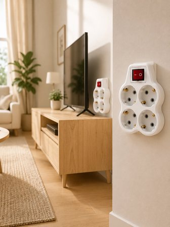 Duvar Tipi 4’lü Priz Çoğaltma Adaptörü Kablosuz Anahtarlı Ev Ofis İçin 2 Adet -MİRAYLİFE