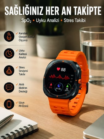 Akıllı Saat Müzik Dinleme Nabız Ölçer Nfc Ve Gps Uyumlu Sesli Asistan Yeni Nesil -MİRAYLİFE