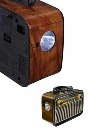 Nostaljik Görünümlü Ahşap Radyo Tf Sd Usb Girişli Led Fener Işıklı -MİRAYLİFE