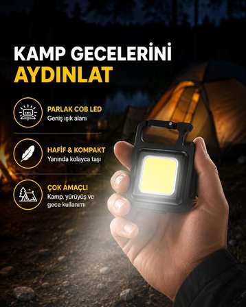 Usb Type-c Şarjlı Mini Fener – Manyetik, Katlanabilir Ve Şişe Açacaklı Tasarım Yeni Nesil -MİRAYLİFE
