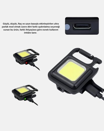 Usb Type-c Şarjlı Mini Fener – Manyetik, Katlanabilir Ve Şişe Açacaklı Tasarım Yeni Nesil -MİRAYLİFE