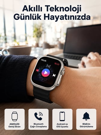 Akıllı Saat Kol Saati Android Ve İos Uyumlu Nabız Ölçer Sesli Asistan -MİRAYLİFE