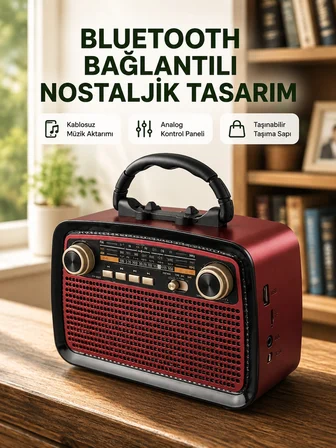 Bluetooth Bağlantılı Taşınabilir Hoparlör – Fm/am Radyo Özellikli, Şarj Edilebilir Batarya, 1 Kg -MİRAYLİFE