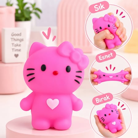 Hello Kitty Tasarımlı Squishy - 12'li Paket - Karışık Renk - Yumuşak Oyuncak