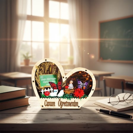 Kalp Saksı Teraryum - Öğretmenler Günü Hediyesi