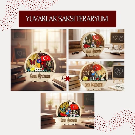 Yuvarlak Saksı Teraryum - Öğretmenler Günü Hediyesi