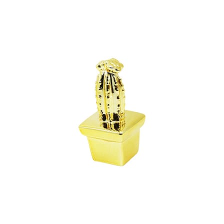 Orta Boy Kaktüs Tasarımlı Süs Eşyası - Seramik - Parlak Altın - Dekoratif
