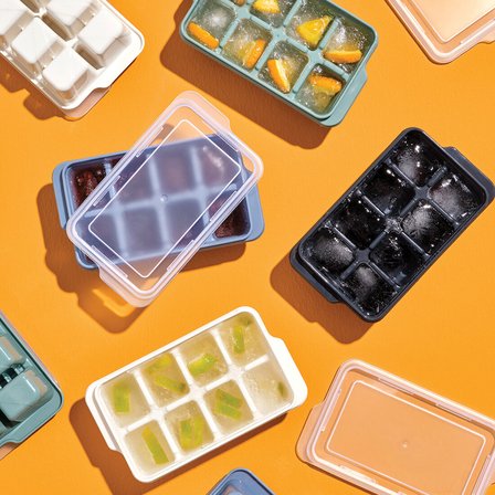3'lü Mini Buz Kalıbı - Küp Şekilli - Kapaklı - Plastik