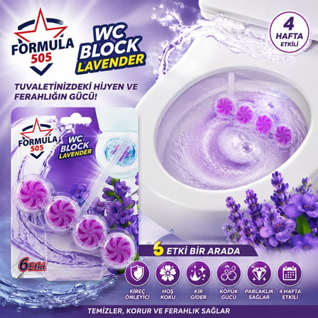 4'lü WC Blok - Lavanta Kokulu - 2 Adet - 6 Etkili - 200 gr