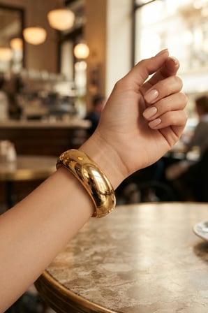Gold Renk Pirinç Vintage Kalın Kelepçe Bilezik -MİRAYLİFE