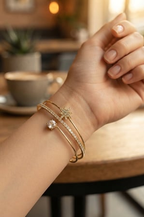 Kutup Yıldızı Model Gold Renk Zirkon Taşlı Kadın Bileklik -MİRAYLİFE