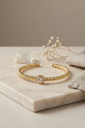 Gold Renk Dorika Model Yuvarlak Zirkon Taşlı Kadın Bileklik -MİRAYLİFE