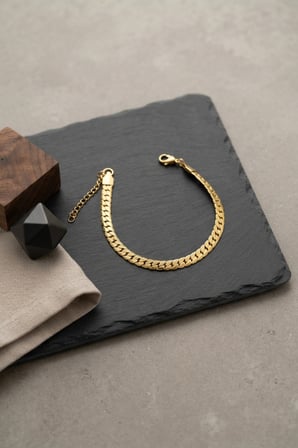 316L Çelik Gold Renk Ezme Cuban Zincir Model Erkek Bileklik -MİRAYLİFE