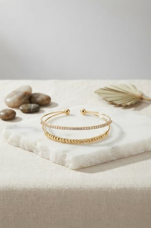 Gold Renk Dorika ve Zirkon Taşlı Kadın Bileklik -MİRAYLİFE