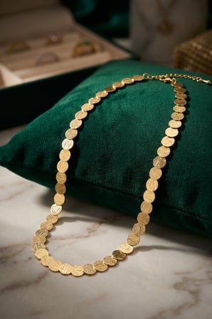 Plaka Model Gold Renk Pirinç Kadın Kolye -MİRAYLİFE