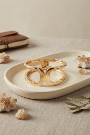 Gold Renk Pirinç Manşet Model Vintage Kelepçe Bilezik -MİRAYLİFE