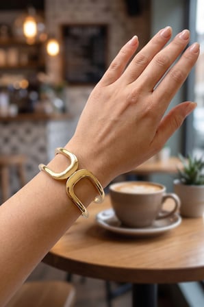 Gold Renk Pirinç Manşet Model Vintage Kelepçe Bilezik -MİRAYLİFE