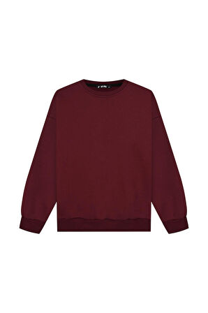 Unisex Basic Bisiklet Yaka İçi Polarlı Oversize Sweatshirt