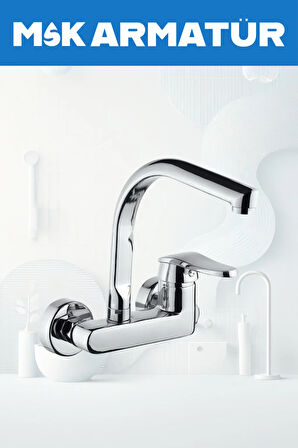 KROM DUVARDAN BALIKSIRTI EVİYE LAVABO BATARYASI ÇEŞMESİ
