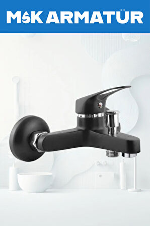 SİYAH KROM BASTON EVİYE LAVABO BANYO BATARYASI LÜX 3 LÜ SET