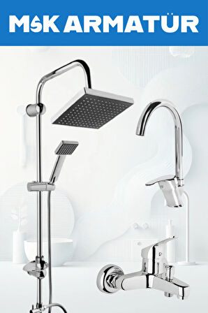 KROM ROBOT DUŞ BASTON LAVABO BANYO 3 LÜ SET