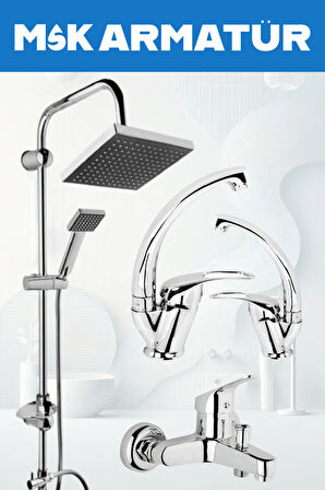 KROM ROBOT DUŞ SETİ EVİYE LAVABO BANYO BATARYASI 4 LÜ SET