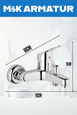 Krom Mix Banyo Duş Musluğu Çeşmesi Bataryası