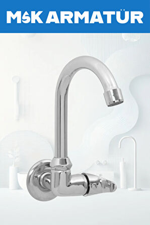 DUVARDAN TEK SU ÇIKIŞLI BASTON BORULU EVİYE LAVABO BATARYASI