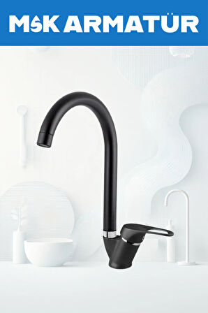 SİYAH KROM BASTON LÜX EVİYE LAVABO BANYO 4 LÜ SET