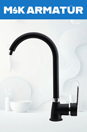 FULL SİYAHROBOT SİYAH KROM ARMUT EVİYE LAVABO BANYO BATARYASI ÇEŞMESİ