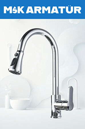 KROM SPİRELLİ LÜX EVİYE BATRYASI ÇEŞMESİ