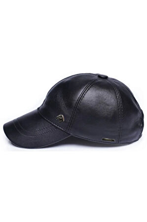 Siyah Unisex Deri Beyzbol Şapka
