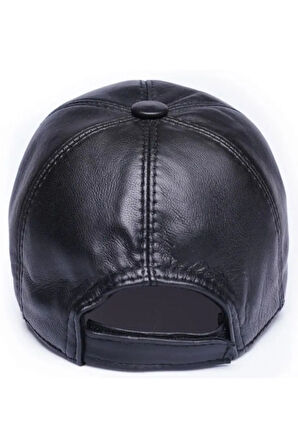 Siyah Unisex Deri Beyzbol Şapka
