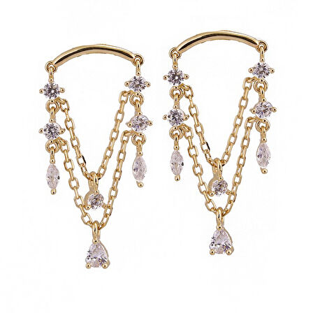 Masaliko Sallantılı İtalyan Gümüş Küpe Ms2544, 925 Ayar Gümüş Küpe, Altın Kaplama