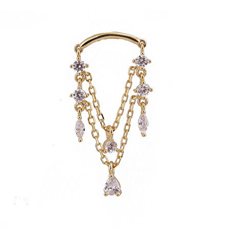 Masaliko Sallantılı İtalyan Gümüş Küpe Ms2544, 925 Ayar Gümüş Küpe, Altın Kaplama