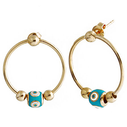 Masaliko Nazar Boncuğu Gümüş Küpe Sb2167, 925 Ayar Gümüş Küpe, Altın Kaplama