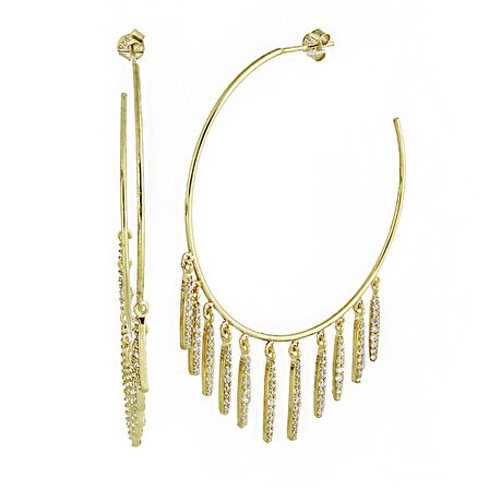 Masaliko Sallantılı Gümüş Küpe MSKP2268, 925 Ayar Gümüş, Altın Kaplama - Çift / Altın