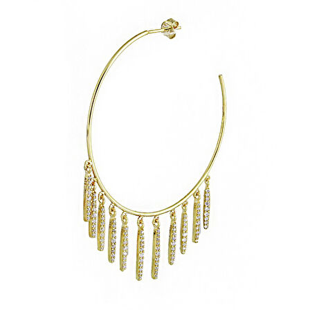 Masaliko Sallantılı Gümüş Küpe MSKP2268, 925 Ayar Gümüş, Altın Kaplama - Çift / Altın