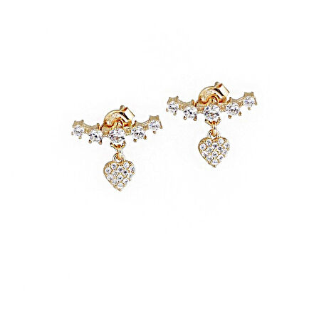 Masaliko Kalp Gümüş Küpe - 925 Ayar Gümüş, Modern Günlük, Altın Kaplama