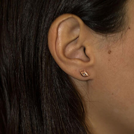 Masaliko Göz Gümüş Küpe SB992, 925 Ayar Kadın Gümüş Küpe, Altın Kaplama