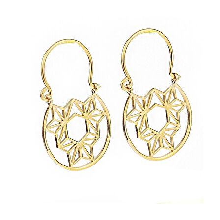 Masaliko Sembol Gümüş Küpe SB1361, 925 Ayar Gümüş Küpe, Altın Kaplama