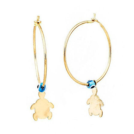 Masaliko Kaplumbağ Gümüş Küpe SB787, 925 Ayar Gümüş Küpe, Altın Kaplama