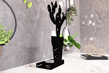 M&C Concept Flower Model - 3 Tekli Metal Mumluk - Siyah