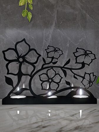 M&C Concept Flower 3'lü Metal Mumluk - Siyah