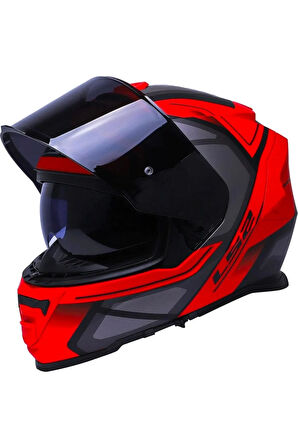Storm 2 Faster Mat Kırmızı Kapalı Motosiklet Kaskı Siyah Camlı